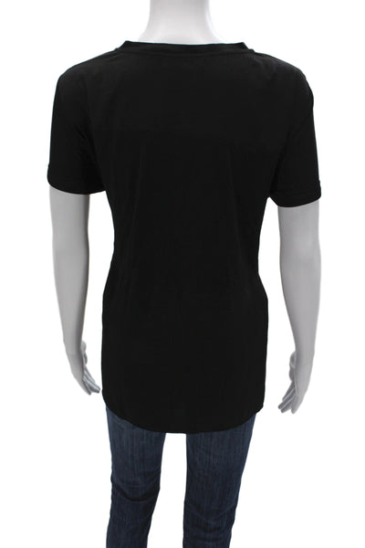 Renuar Women Basic Black Short Sleeve T-Shirt Round Neck Size XL