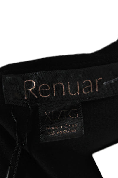 Renuar Women Basic Black Short Sleeve T-Shirt Round Neck Size XL