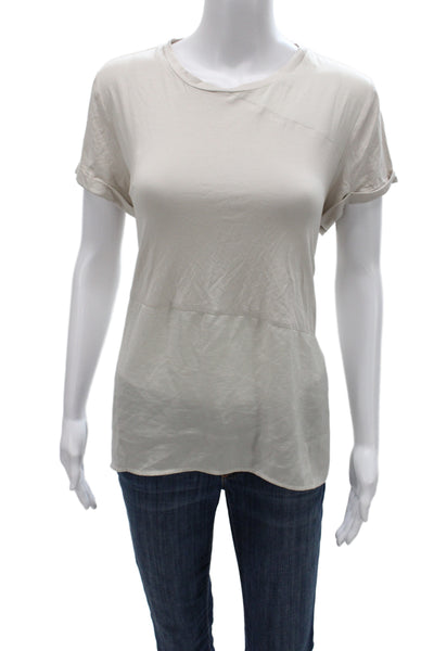 Renuar Women Basic Beige Crew Neck Short Sleeve T-Shirt 100% Polyester Size M