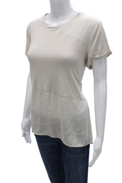 Renuar Women Basic Beige Crew Neck Short Sleeve T-Shirt 100% Polyester Size M