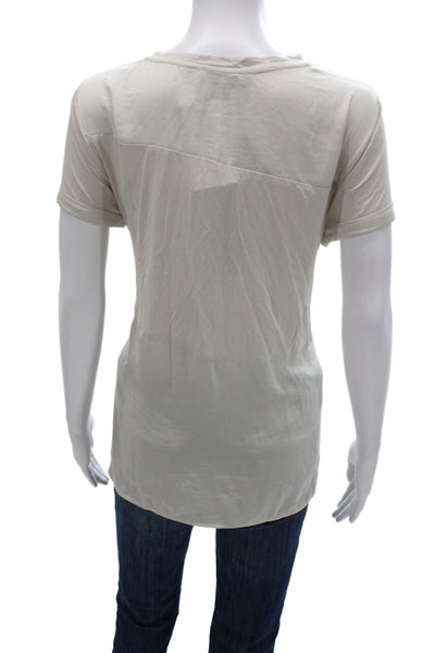 Renuar Women Basic Beige Crew Neck Short Sleeve T-Shirt 100% Polyester Size M