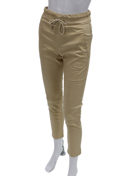 Flog Women Jogger Pants Beige Drawstring Casual Size 24