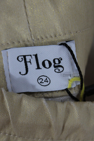 Flog Women Jogger Pants Beige Drawstring Casual Size 24
