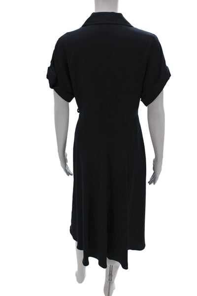 Lauren by Ralph Lauren Womens Wrap Dress Black Short Sleeve Collared Size 2