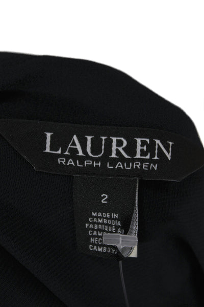 Lauren by Ralph Lauren Womens Wrap Dress Black Short Sleeve Collared Size 2