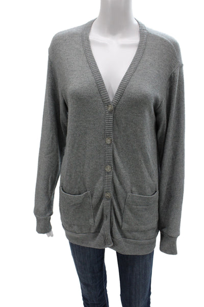 Three Dots Womens Cardigan Sweater Gray V Neck Long Sleeve Modal Size S