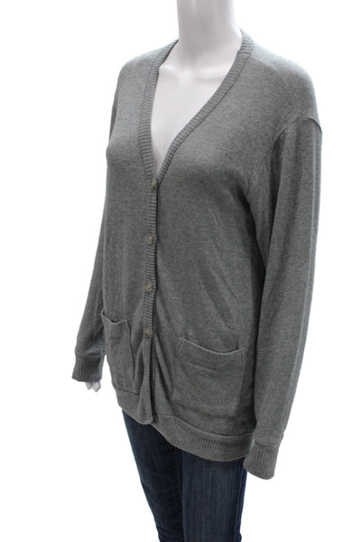 Three Dots Womens Cardigan Sweater Gray V Neck Long Sleeve Modal Size S