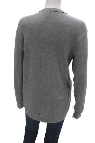 Three Dots Womens Cardigan Sweater Gray V Neck Long Sleeve Modal Size S