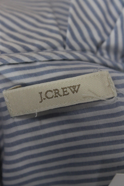 J Crew Women Blue Striped Cotton Collared Long Sleeve Basic Blouse Size S