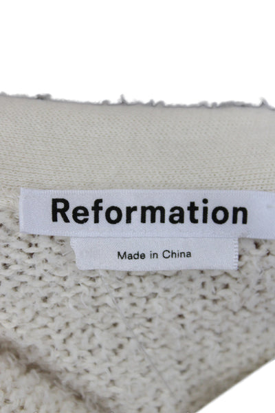 Reformation Womens Ivory V-Neck Short Sleeve Cardigan Organic Cotton Size S