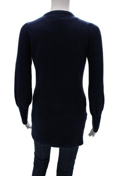 Design History Women Cardigan Blue V-Neck Long Sleeve Size S