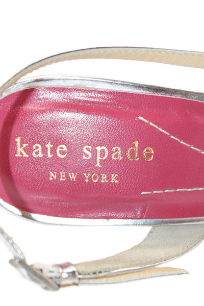 Kate Spade Womens Leather Colorblock Ankle Strap Heels Silver Red Size 6