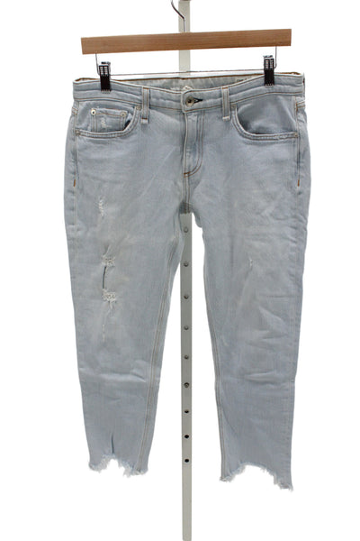 Rag & Bone Women Ankle Jeans Blue Mid Rise Button Cotton Size 27