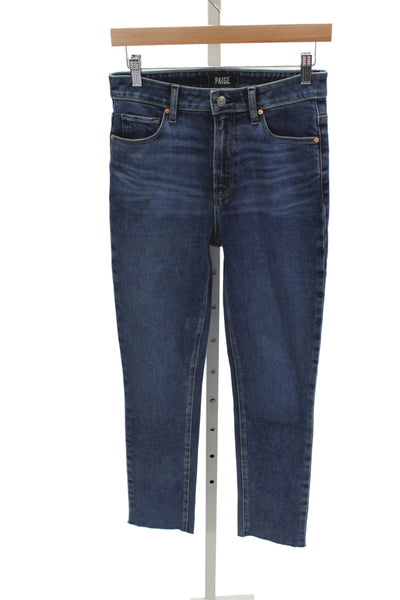Paige Women Blue Ankle Jeans Mid Rise 30 Inseam Cotton Blend Size 27