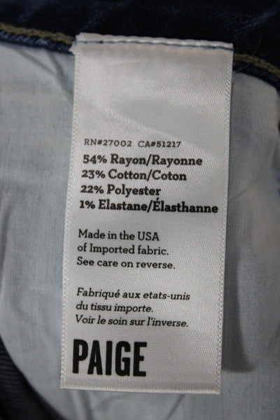 Paige Women Blue Ankle Jeans Mid Rise 30 Inseam Cotton Blend Size 27