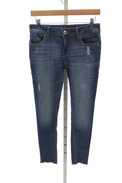 DL1961 Womens Skinny Blue Mid Rise Jeans Button Cotton Blend Size 28