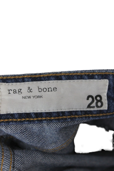 Rag & Bone Womens Straight Jeans Blue High Rise Cotton Size 28