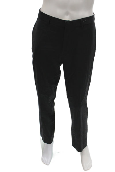 Brooks Brothers Red Fleece Mens Dress Pants Black 100% Wool Zip Fly Size 34