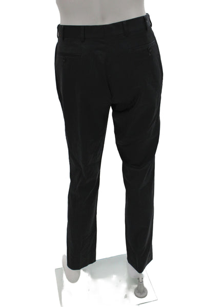 Brooks Brothers Red Fleece Mens Dress Pants Black 100% Wool Zip Fly Size 34