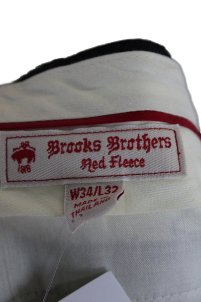 Brooks Brothers Red Fleece Mens Dress Pants Black 100% Wool Zip Fly Size 34