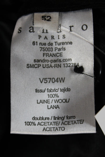 Sandro Paris Mens Black Wool Blazer Button Closure Size 52