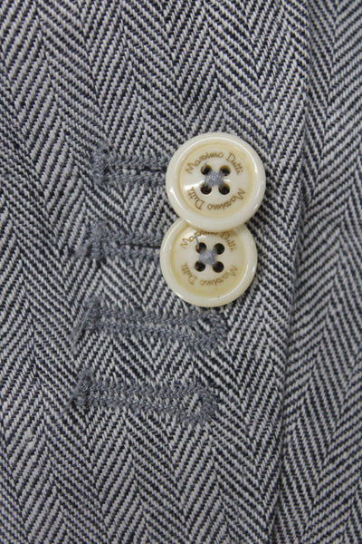 Massimo Dutti Mens Blazer Gray Linen Herringbone Button Spring Size 40