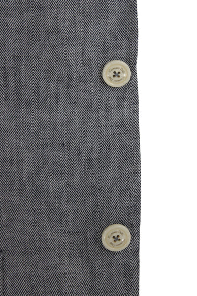 Massimo Dutti Mens Blazer Gray Linen Herringbone Button Spring Size 40