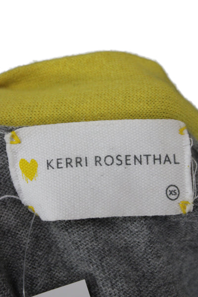 Kerri Rosenthal Women Cardigan 100% Cashmere V-Neck Gray Size XS