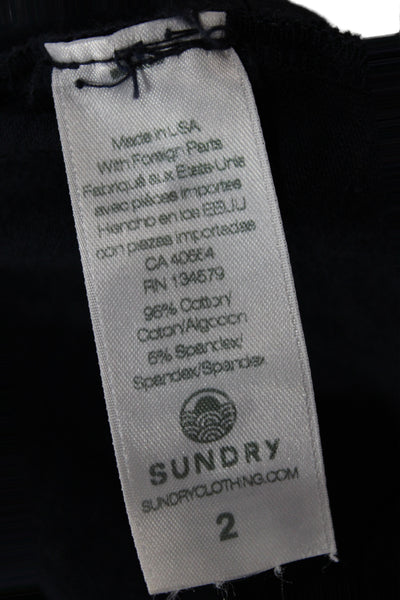 Sundry Women Camisole Black Square Neck Sleeveless Cotton Pullover Size 2