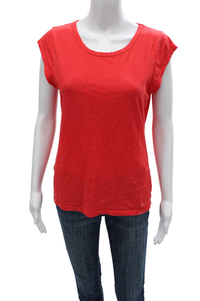 J Crew Women Red Basic Scoop Neck Short Sleeve T-Shirt 80% Cotton Size M