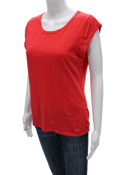 J Crew Women Red Basic Scoop Neck Short Sleeve T-Shirt 80% Cotton Size M