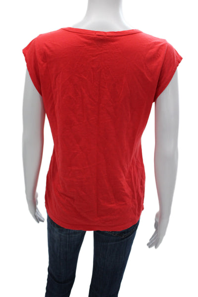 J Crew Women Red Basic Scoop Neck Short Sleeve T-Shirt 80% Cotton Size M