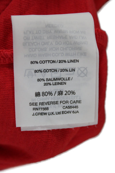 J Crew Women Red Basic Scoop Neck Short Sleeve T-Shirt 80% Cotton Size M