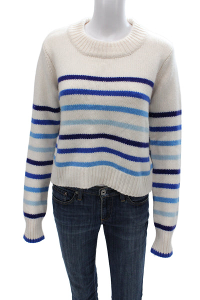 La Ligne Women Pullover Sweater Striped Blue Crew Neck Long Sleeve Size S