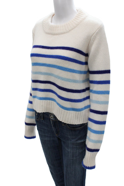 La Ligne Women Pullover Sweater Striped Blue Crew Neck Long Sleeve Size S