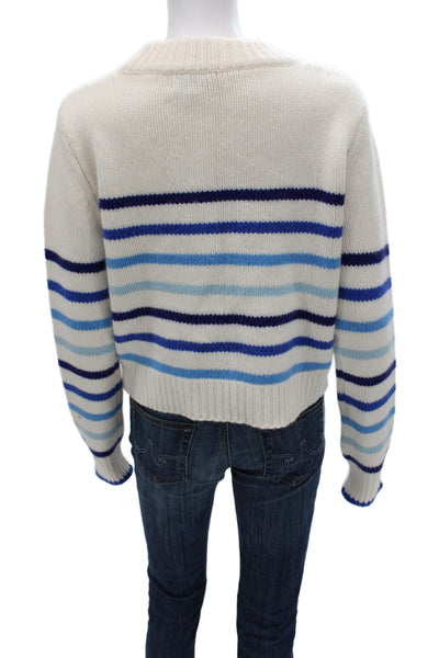 La Ligne Women Pullover Sweater Striped Blue Crew Neck Long Sleeve Size S