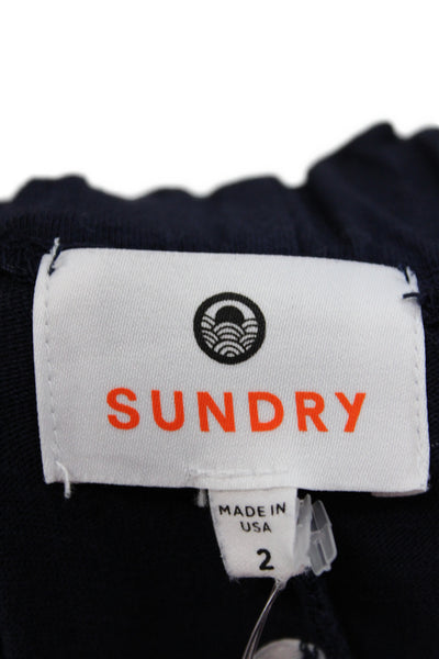 Sundry Womens Cropped Blue Pull On Pants 95% Cotton Size 2