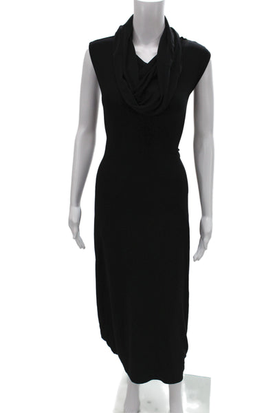 Sympli Womens Maxi Dress Black Cowl Neck Sleeveless Mid Calf Size 16