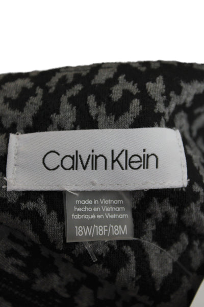 Calvin Klein Women Black Sheath Dress 3/4 Sleeve Boat Neck Size 18W