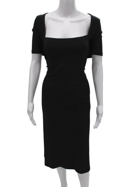 Lafayette 148 New York Womens Sheath Dress Black Square Neck Size 1X