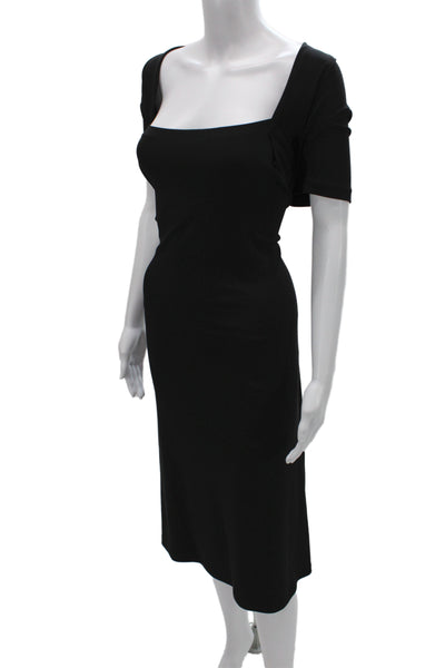 Lafayette 148 New York Womens Sheath Dress Black Square Neck Size 1X