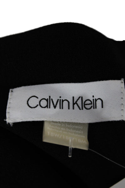 Calvin Klein Women Sheath Dress Black Sleeveless Boat Neck Long Zip Size 18W