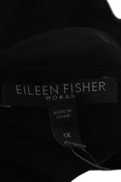 Eileen Fisher Womens Tank Dress Black Silk Scoop Neck Sleeveless Size 1X