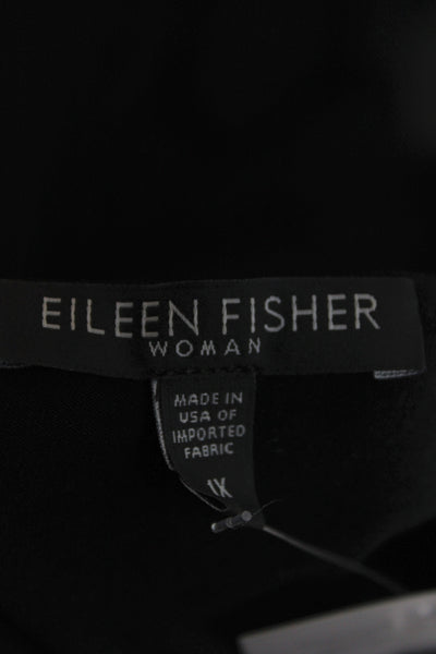 Eileen Fisher Women Tank Dress Black Scoop Neck Sleeveless Mid Calf Size 1X