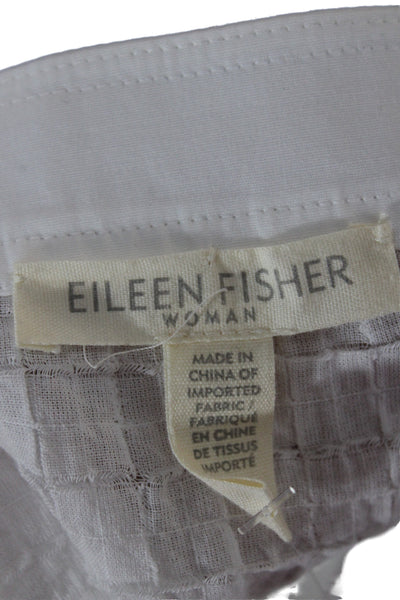 Eileen Fisher Women White Checked Organic Cotton Tunic Blouse Size 2X