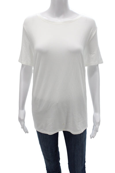 Eileen Fisher Womens Plus White Basic Tee Short Sleeve Neck Viscose Size 2X