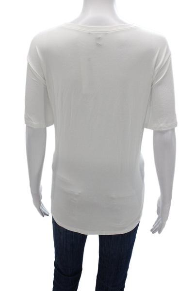 Eileen Fisher Womens Plus White Basic Tee Short Sleeve Neck Viscose Size 2X