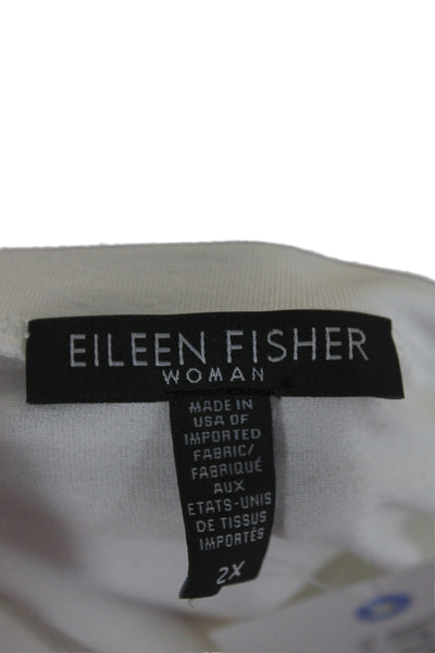 Eileen Fisher Womens Plus White Basic Tee Short Sleeve Neck Viscose Size 2X