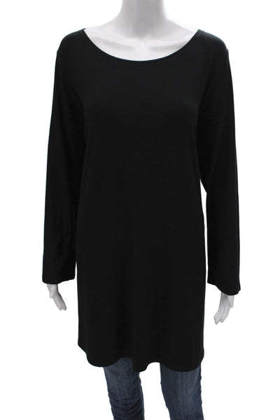 Eileen Fisher Women Tunic Black Scoop Neck Long Sleeve 92% Viscose Size 2X
