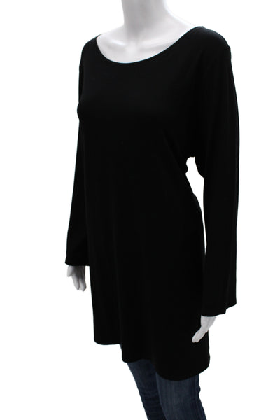 Eileen Fisher Women Tunic Black Scoop Neck Long Sleeve 92% Viscose Size 2X